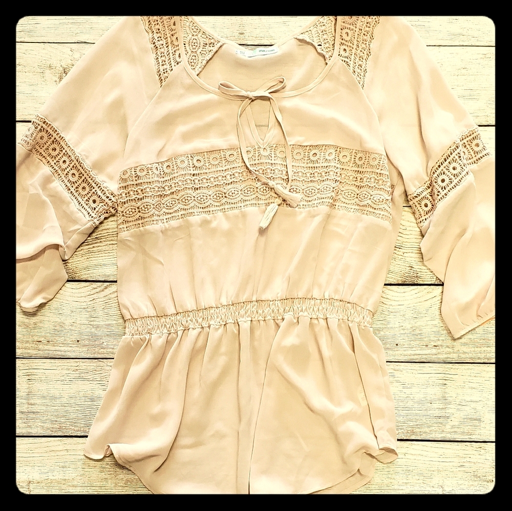 Sheer top with crochet detail